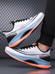 Breathable for Men & Women, Base with Blue Gradient Lines Design, Lightweight Comfortable Daily Wear Sneakers, Athletic Running Shoes