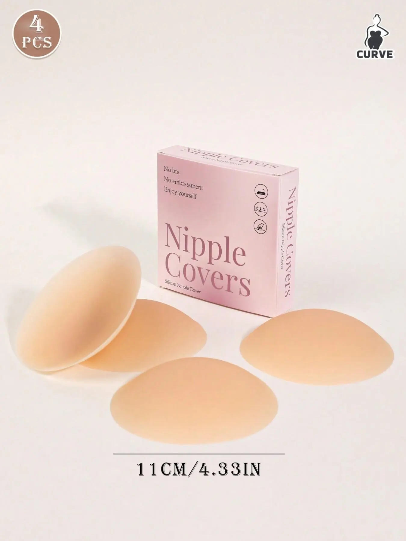The 4-piece gift box includes women's silicone bra pads, plus-size invisible anti-friction silicone bra pads, suitable as accessories for women's underwear, and can be paired with strapless bras, dresses, and other clothing, Nipple Cover