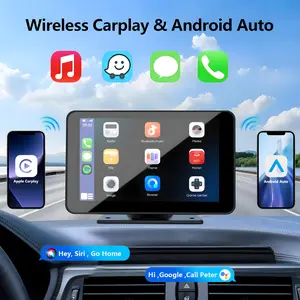 【Hieha】Newest Wireless Portable Carplay and Android Auto Screen with Dashboard Mount for Alll Vehicles Car Video Player Support Screen Mirroring DealsforYouDays