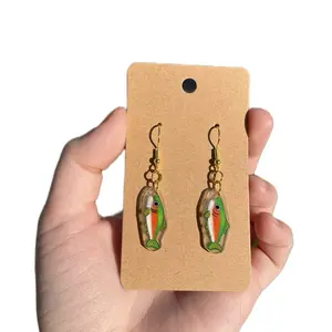 Rainbow Trout Fish Shrinky Dink Drop Dangle Earrings fashion handmade Colorful Fun