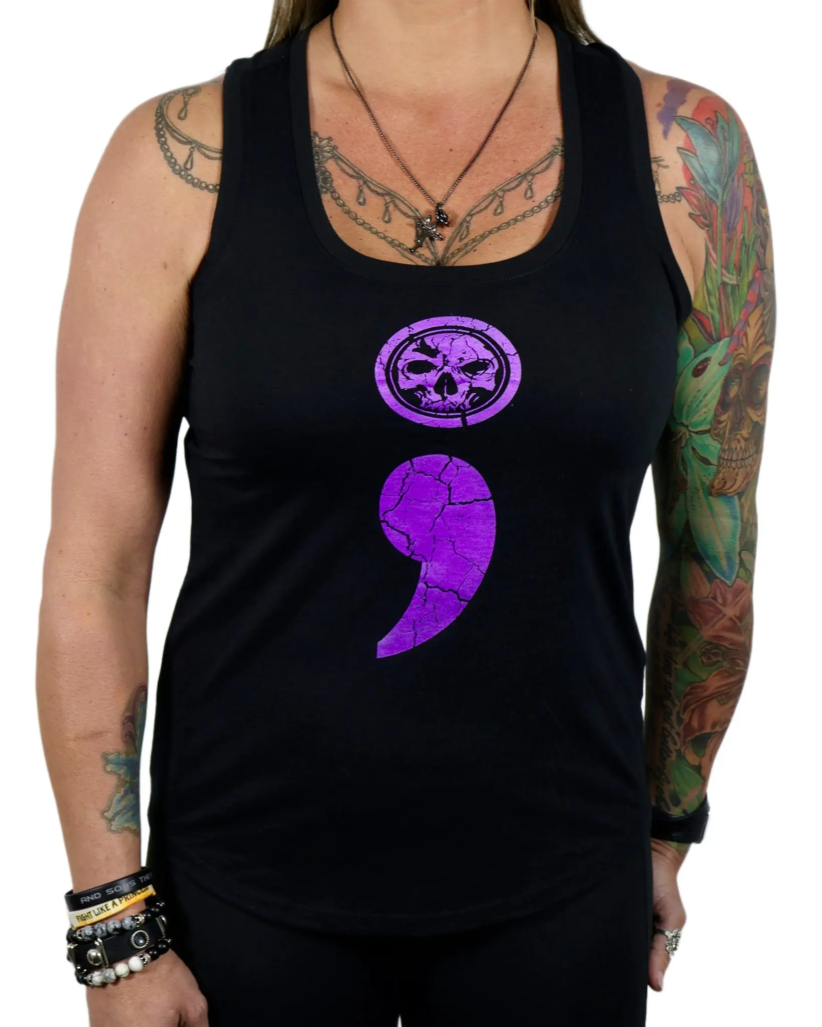 Semicolon Racerback Black & Purple Semicolon Racerback Black & Purple