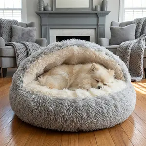 Upgraded Thick Semi-Enclosed Shell-Shaped Dog Bed - Winter Warm, Soft Cozy Nest for Small/Medium Dogs, Round Bed Ideal for Pomeranians, Chihuahuas & Doghouses,summervibes