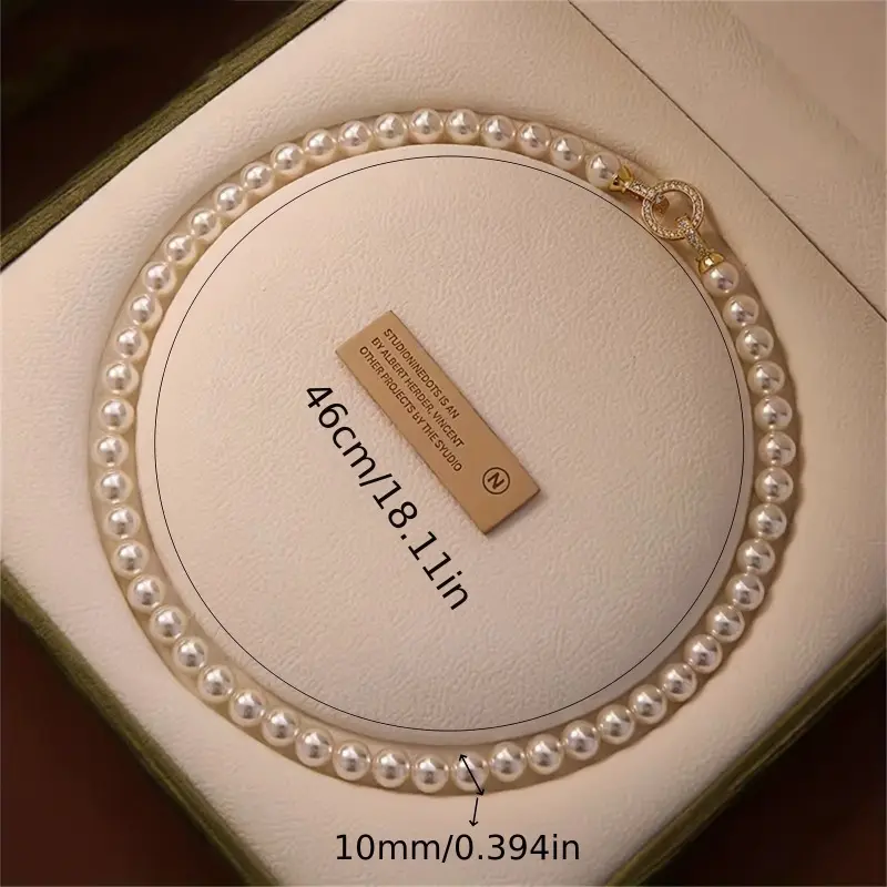 Freshwater Pearl Necklace for Women, 10mm Sexy Single Strand for Casual Daily Wear & Parties, Female Adults Jewelry Gift, Mother's Day, 10Mm/0.394In, 46Cm/18.11 Inches, Easy-To-Wear Clasp, Elegant, Ideal For Daily Wear & Parties