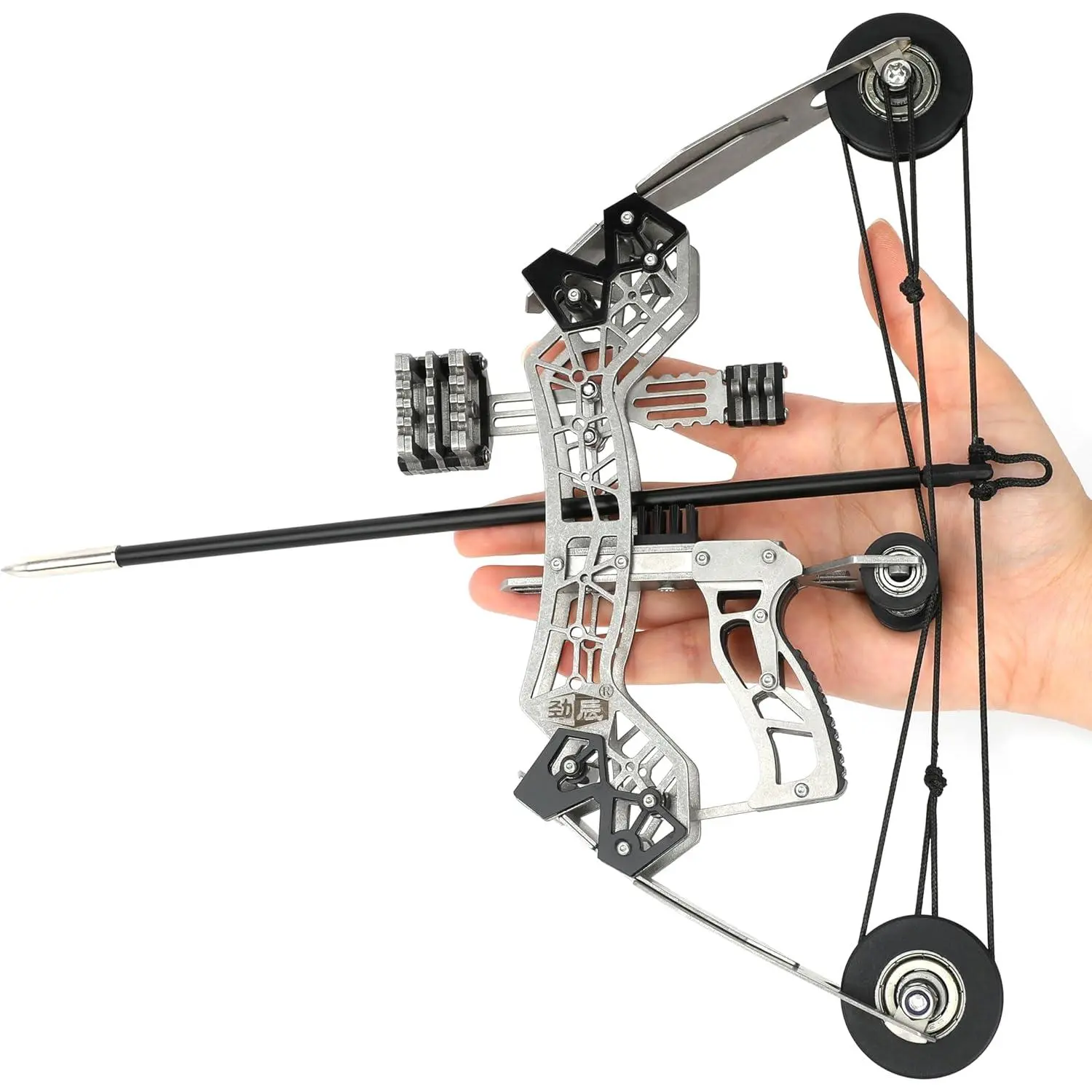 Mini Pocket Compound Bow and Arrows Set - Stainless Steel Body, Mechanical Bow Sight, Upgraded Arrow Nocks, Better Shooting Stability for Outdoor Target Practice, Small Hunting; Ideal for Birthday Gifts