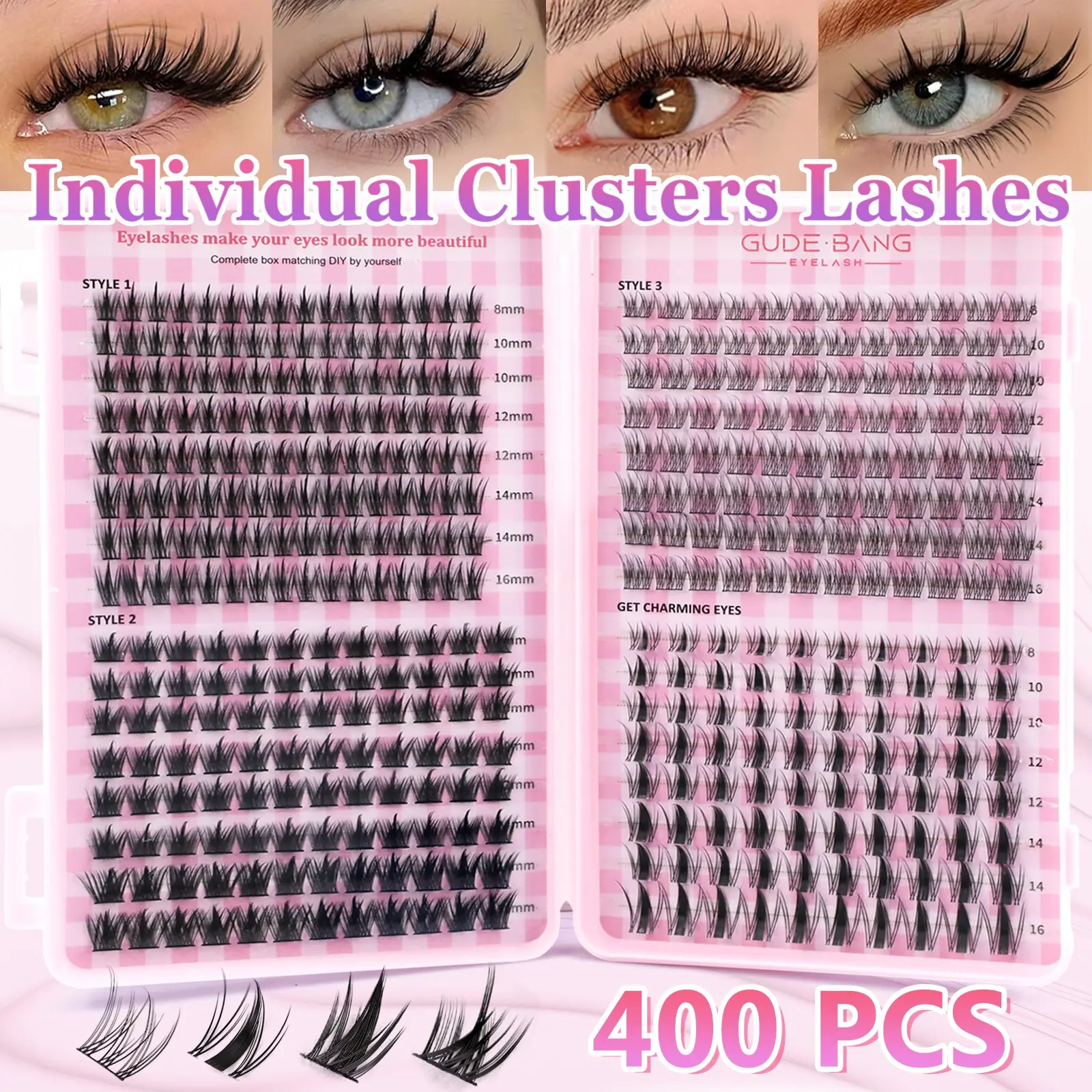 400pcs Dense & Natural Style DIY Eyelash Extensions, Eyelash Clusters, DIY Personal Lashes, Professional & Beginner Friendly, Easy Home Use, Suitable for Beginners