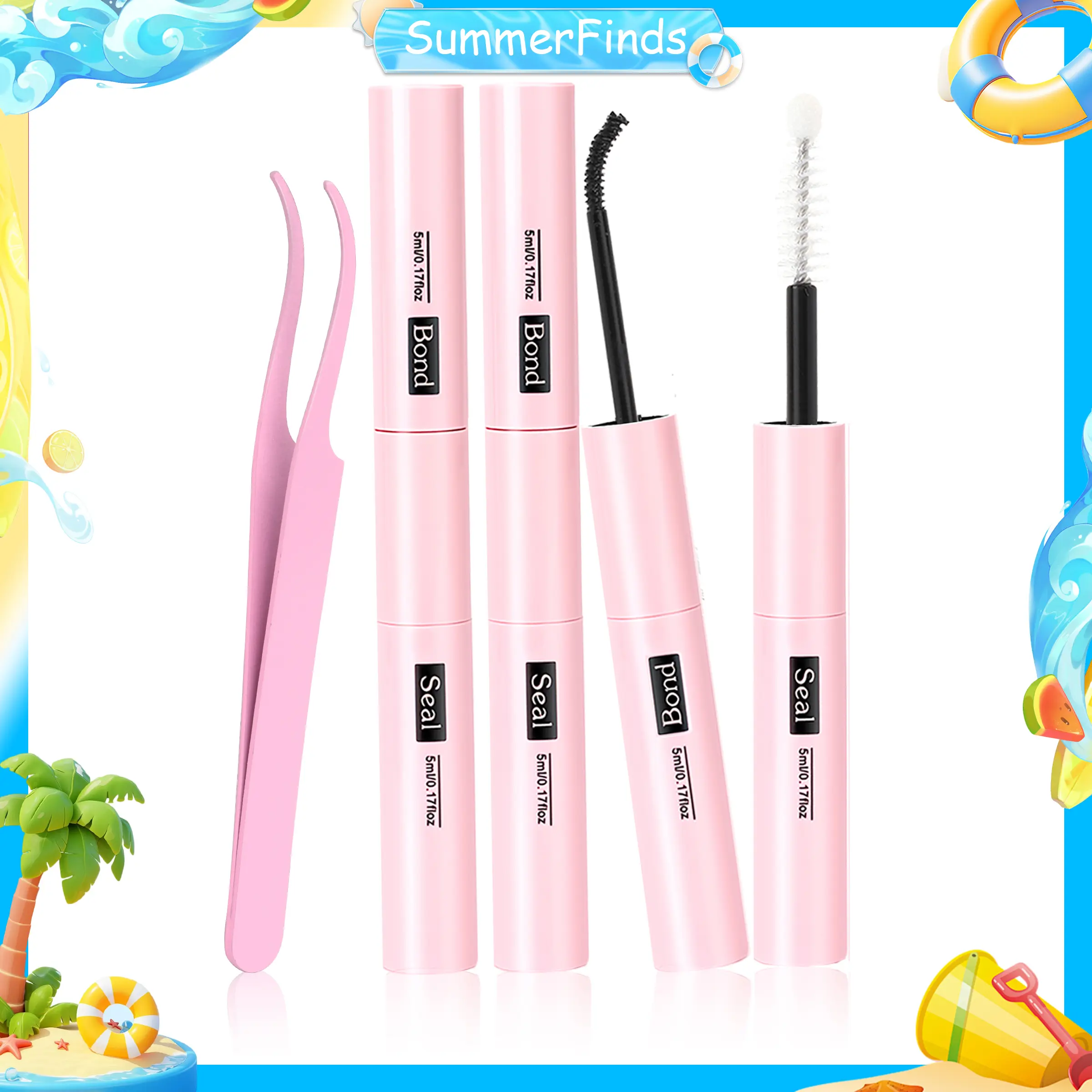 YiDuo Lash Cluster Glue Lash Bond and Seal Waterproof (5ml+5ml) – Black Eyelash Glue for Eyelash Clusters, Long-Lasting Eyelash Adhesive for Home Use, Lash Glue Remover for Lash Extensions (5ml), Gentle Eyelash Glue Remover, Includes One Pair of Tweezers