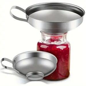 2/3pcs, Funnel, Canning Funnel with Wide And Regular Mason Jars, Wide-Mouth Funnels for Kitchen Use, Canning Supplies Kit, Stainless Steel Small And Large Funnel Set, Kitchen Funnel, Kitchen Stuff