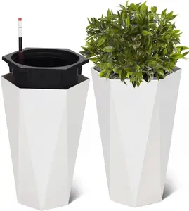 2 Pack Diamond Planters Modern Self Watering Flower Pots with Water Level Indicator for Indoor Outdoor Plants Patio Porch  Home Décor
