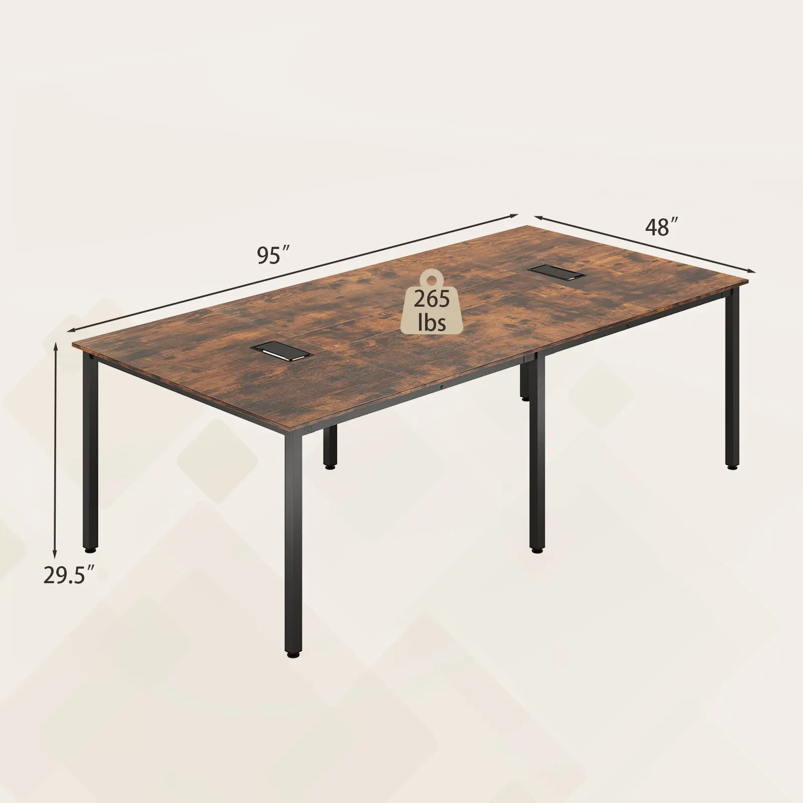 COSTWAY - 8 FT Conference Room Table Large Meeting Table Seats up to 10 People-Rustic Brown