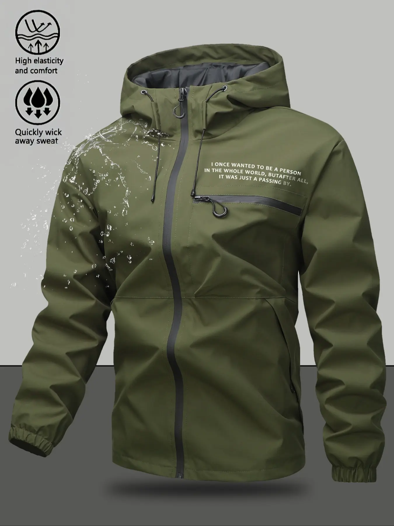 Men's Zip Up Hooded Jacket, Casual Regular Fit Long Sleeve Waterproof Windproof Lightweight Athletic Activewear, Jacket for Outdoor Activities, Fashion Men's Outerwear for All Seasons Coats, Menswear