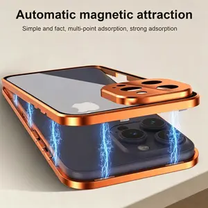 Dual-Sided Tempered Glass Phone Case for iPhone 17 Pro, 6061 Aluminum Metal Frame, Scratch-Resistant, Shockproof, Screen Protection