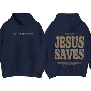 Jesus Saves Hoodie, Faith Inspired Graphic Pullover, Unisex Christian Apparel