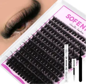 SOFENIDA Lash Clusters Kit 80D Lash Clusters Kit 10-18mm Volume Eyelash Clusters D Curly Cluster Eyelash Extensions 3D Wispy Lashes Cluster DIY Lash Extension Kit(80D-10-18MIX Thick Kit)