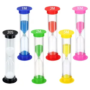 6 Piece Colorful Sand Timer Set, Multiple Timers, Versatile, Includes 30 Sec/1 Min/2 Min/3 Min/5 Min/10 Min Timers, Ideal for Kids Brushing Teeth, Cooking, Kitchen, Games, School, Office