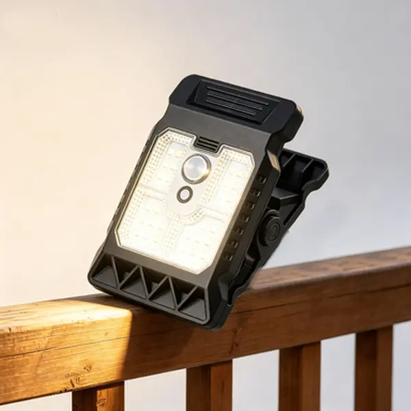 Solar Camping Lantern 3-Pack, Clip-On Outdoor Motion Sensor Lights with Adjustable Clamp, IP65 Water Resistant ABS Plastic, USB Rechargeable