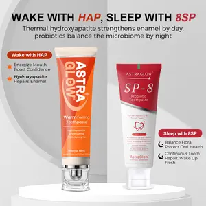 AstraGlow Oral Care Combo: SP - 8 Probiotic Toothpaste (Fluoride - Free) + Warm - Feeling Toothpaste (Hydroxyapatite & Lysozyme, 39.5°C Warmth)