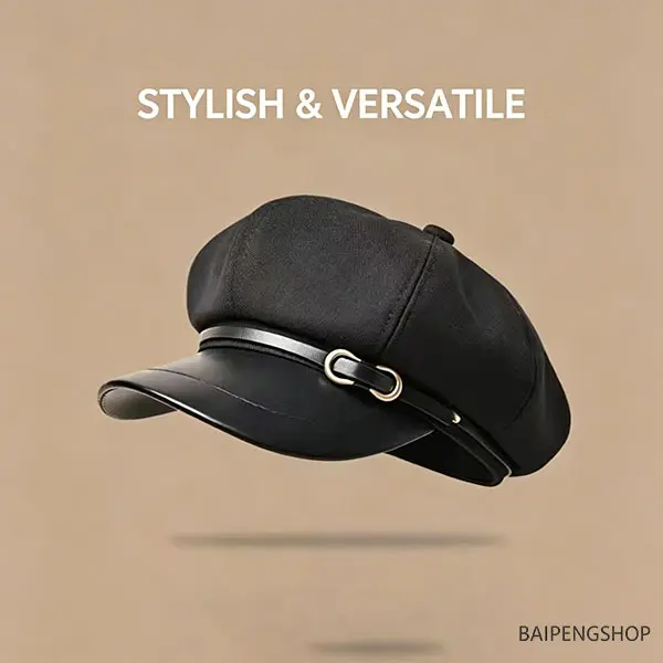 Female Beret in a Retro Plain Style, Crafted from Premium Polyester, Adjustable for Casual Warmth, 58-60cm, Daily