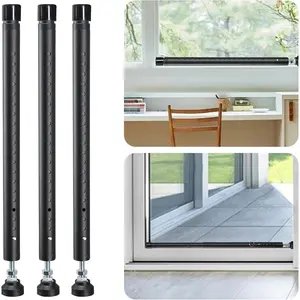 Door Security Bar, 3 Pack 18"-50" Window Security Bars with Tips, Door Jammer, Window Bars Security Inside, Window Lock Bar for Home Apartment Travel (Black)