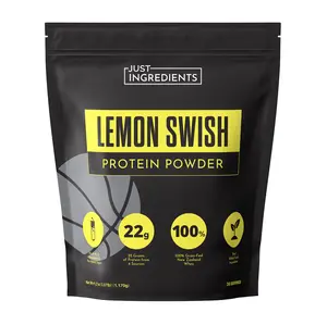 Just Ingredients Lemon Swish Protein Powder - 22g Protein, 100% Grass-Fed Non-Denatured Whey, Sweet & Tart, USA Made, Muscle Supplement, Dietary & Edible