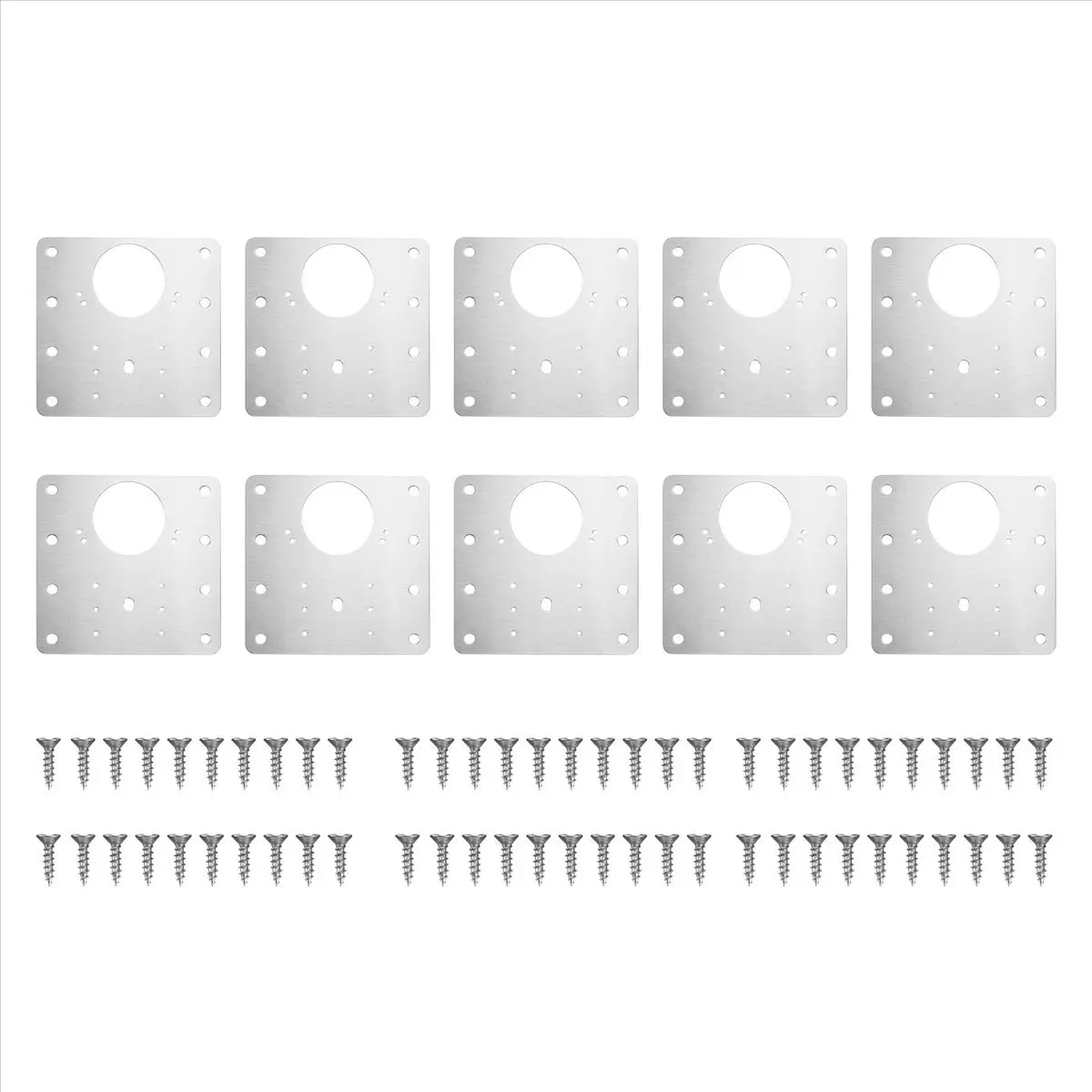 10Pcs Stainless Steel Cabinet Hinge Repair Plate Kit - Flat Fixing Braces with Mounting Holes, Plates + Screws, Cabinet Handles Replacement Hardware for Kitchen Cupboards, Wardrobes (Balance Load-Bearing Capacity), Door Hinges, Flat Braces