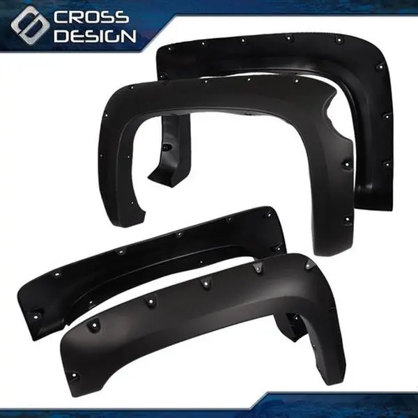 CROSSDESIGN Polypropylene 69" Pocket-Riveted Bolt-On Fender Flare, Automotive Car Accessories Vehicle Protector for 07-13 Chev Silverado 1500