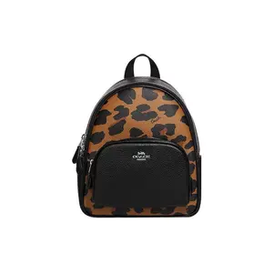 COACH Court 20 Backpack with Signature Coated Canvas and Pebbled Leather for Women