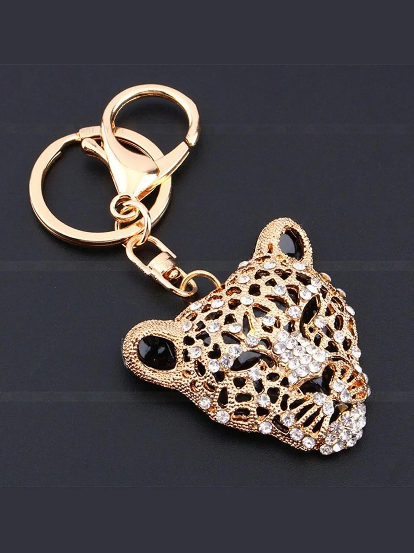 Leopard Head Design Keychain, Rhinestone Decorated Keychain for Women & Men, Fashion Accessories for Daily Use, All-match Keychain for Birthday Gift, Bling Bling Keychains, Sparkling Keychain, Stylish Keyring, Keyrings for Keys