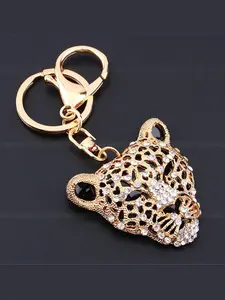Leopard Head Design Keychain, Rhinestone Decorated Keychain for Women & Men, Fashion Accessories for Daily Use, Trendy All-match & Exquisite Keychain for Birthday Gift, Bling Bling Keychains, Fashionable Alloy Keychain, Sparkling Keychain, Cool Keychains