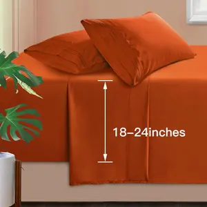 Deep King Size Sheets - Hotel Luxury 1800 Count Sheets & Pillowcases - Microfiber Bedding Set up to 24" Mattress - Burnt Orange Bed Sheets 18-24 Inch Deep Pockets - 4Pcs