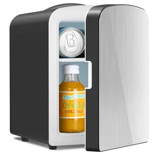 Electactic Compact Refrigerator, Portable Mini Fridge, Skin Care 4L Capacity/6 Cans, for Bedroom, Car, Office & Dorm, Small Cooler for Cosmetics, Magnetic Brushed Stainless Steel Door, Black