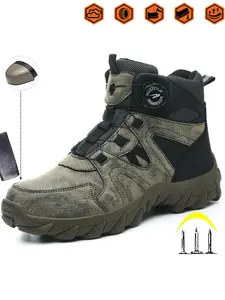 Men Women Safety Boots, Euro Standard Steel Toe Kevlar, Anti-Slip Rubber Sole, Striped Textile Upper, Casual Workwear, Steel Toe Workshoes