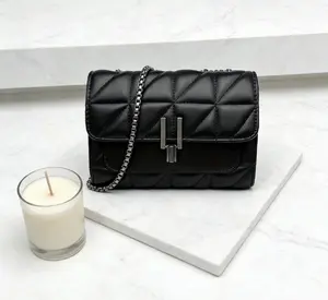 Classic Black Quilted Shoulder Crossbody Bag, Chic Golden Clasp and Metal Chain Detail, Adjustable Strap & Soft Lining, Lightweight Urban Style, Must-have Small Purse for Dating and Holiday Gifts