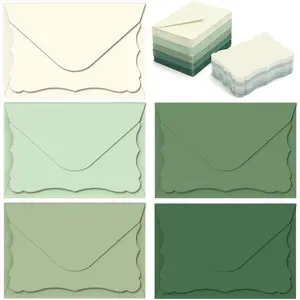 100 count Mini Envelopes with Note Cards Small Self-Adhesive Envelope Sage Green Small Business Card Envelopes for Wedding Birthday Bridal  Shower, 5 Color