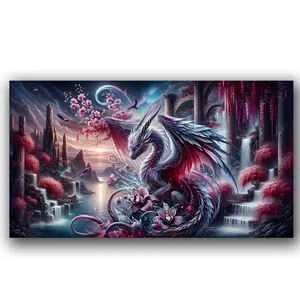 Fantasy Forest Dragon Diamond Painting Kits for Adults, DIY Diamond Art Paintings Kit for Beginners, 5D Full Drill Acrylic Gem Art Crafts