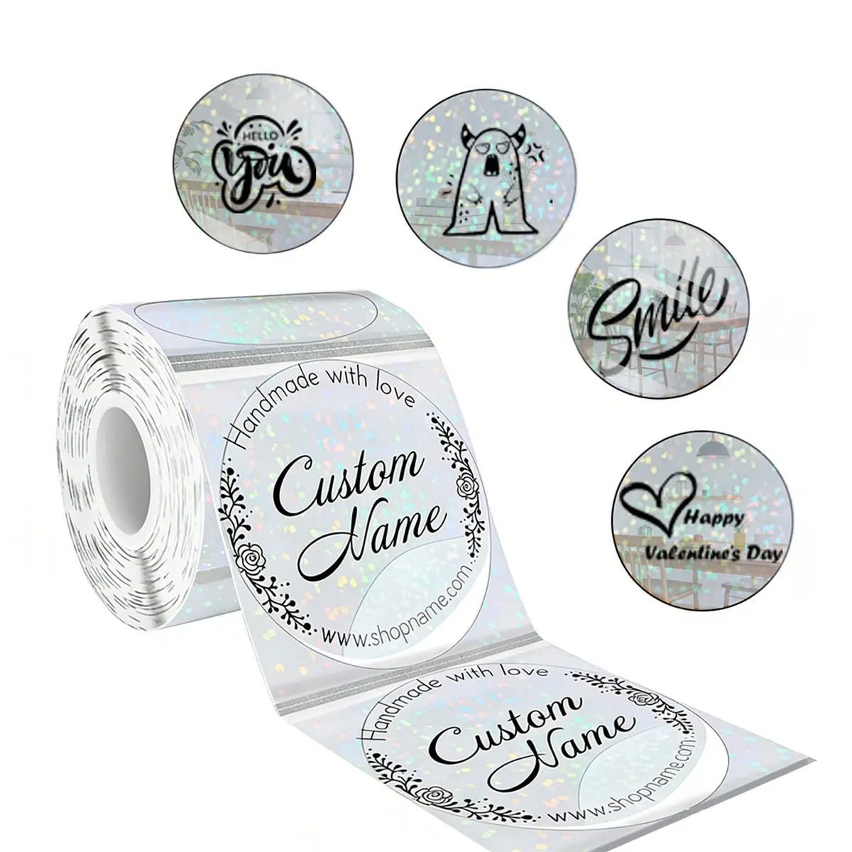 New Holographic Round/square Transparent Thermal Paper, Laser Print Labels, Personalized Labels, Custom Name Decal, Custom Logo Stickers, Versatile Usage for Barcode/logo/gift Tags, Compatible with M200/m210/p1/p2