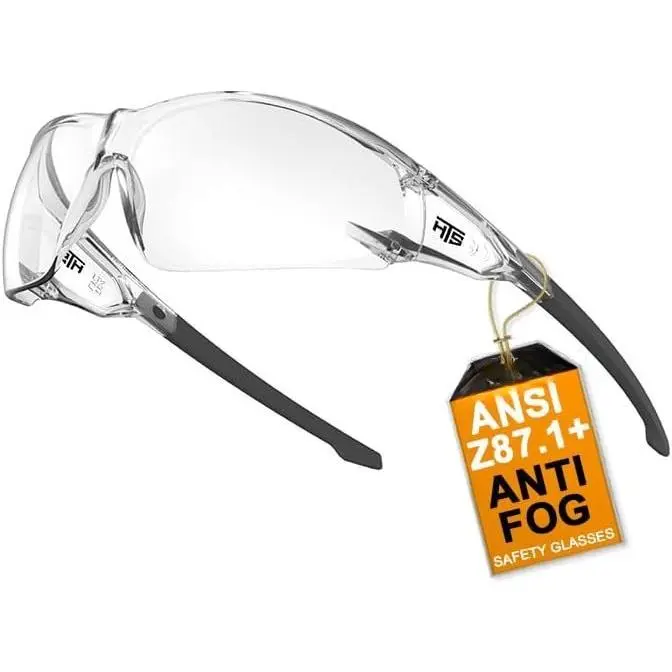 ANSI Z87.1 Anti-Fog Wrap-Around Clear Safety Glasses, Pickleball lab chemistry goggles with Scratch Resistant