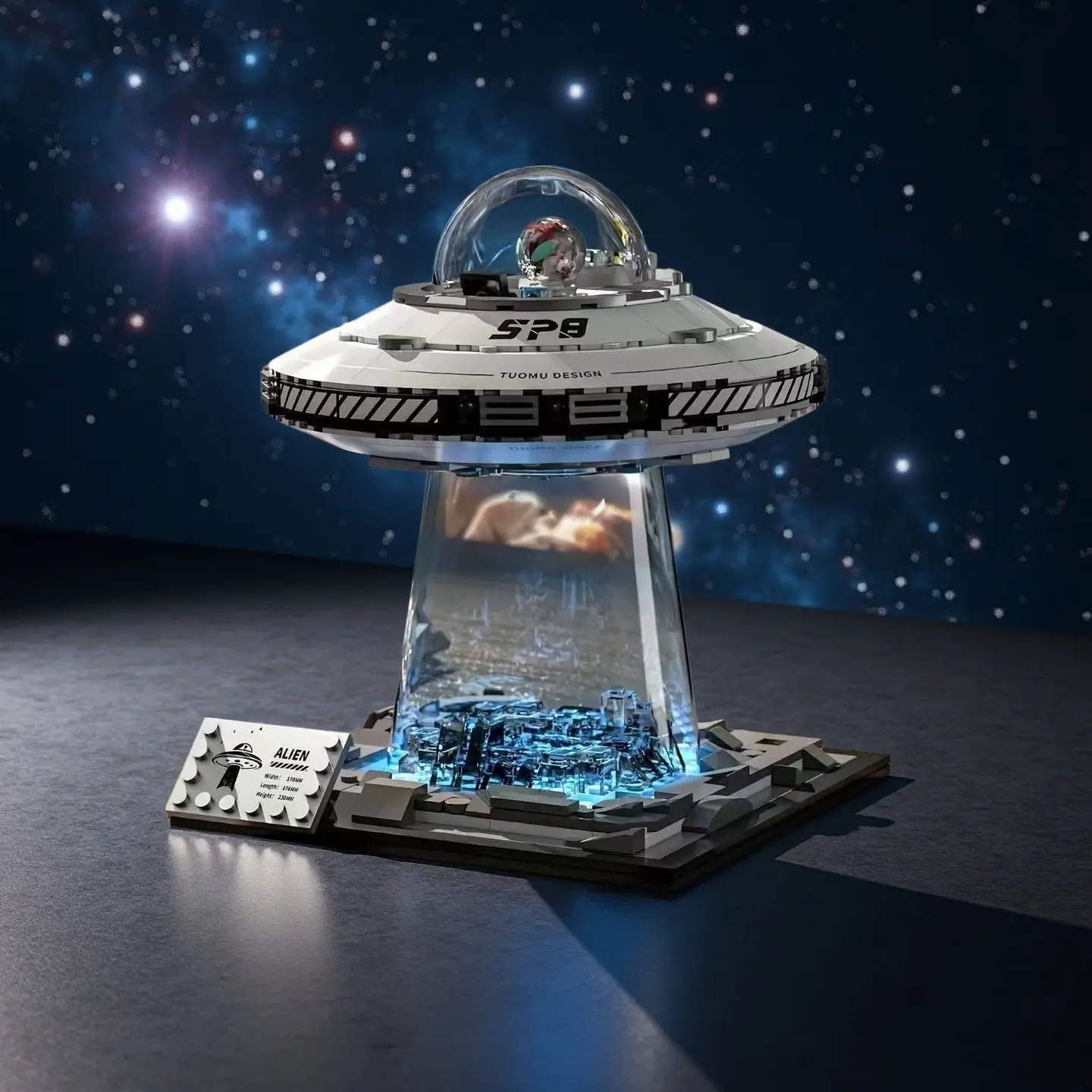 Creative Space UFO Galaxy Interstellar Spaceship BuildingKit Collectible Starship Construction Blocks STEMEducational Toy Spring Easter Gift for Kids 8-12 Boys GirlsAnimation Fans