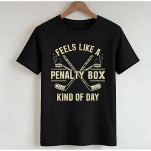 Feels like a day in the box sweatshirt; hockey enthusiast sweatshirt; sporty humor graphic top
