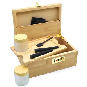 Large Bamboo Storage Box Set with Tray and Lock, Multi-Compartment Organizer with Glass Jars, Ideal for Home Decor and Gifts