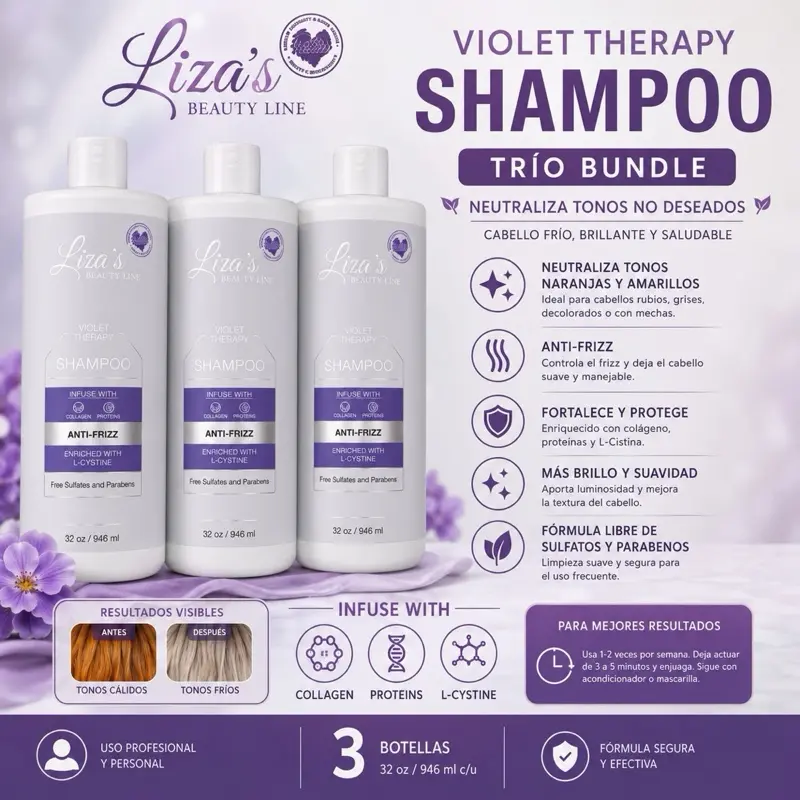 Liza’s Beauty Line 3-Piece Purple & Blue Matizante Shampoo Bundle