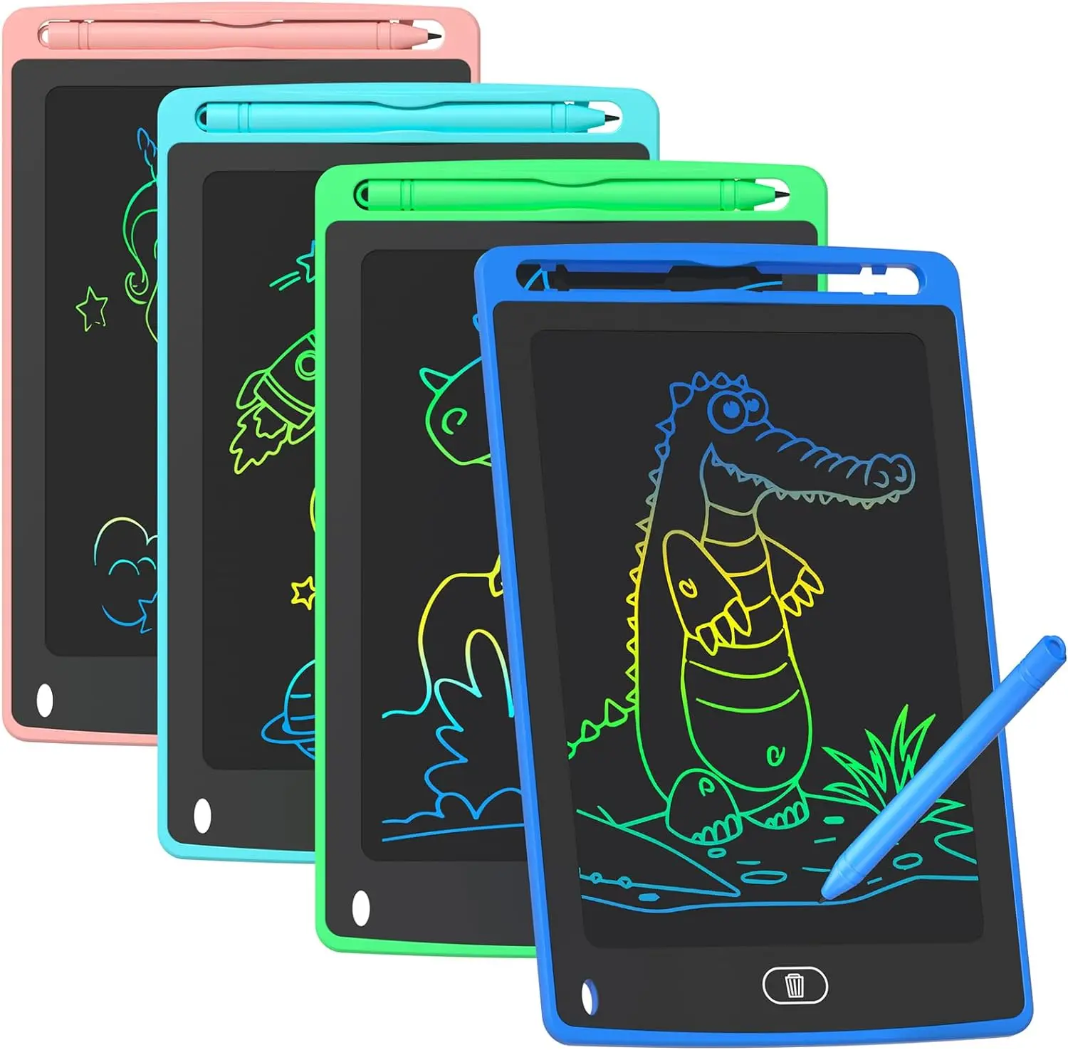 Kids 4-Pack Silent LCD Writing Tablet, 8.5-Inch Colorful Digital Drawing Pad Scribble Tablet, Educational Toddler Learning Activities Toy for Boys & Girls Birthday/Children's Day Gifts
