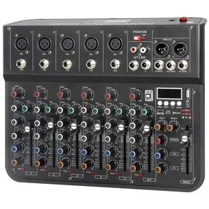 METYONLASER 7-Channel Live Audio Mixer Board - 48V Phantom Power, USB Plug, Stereo Sound Card Interface, dj mixer effects, FX Reverb Delay, Equalizer Amplifier, Recording Capability for Streaming