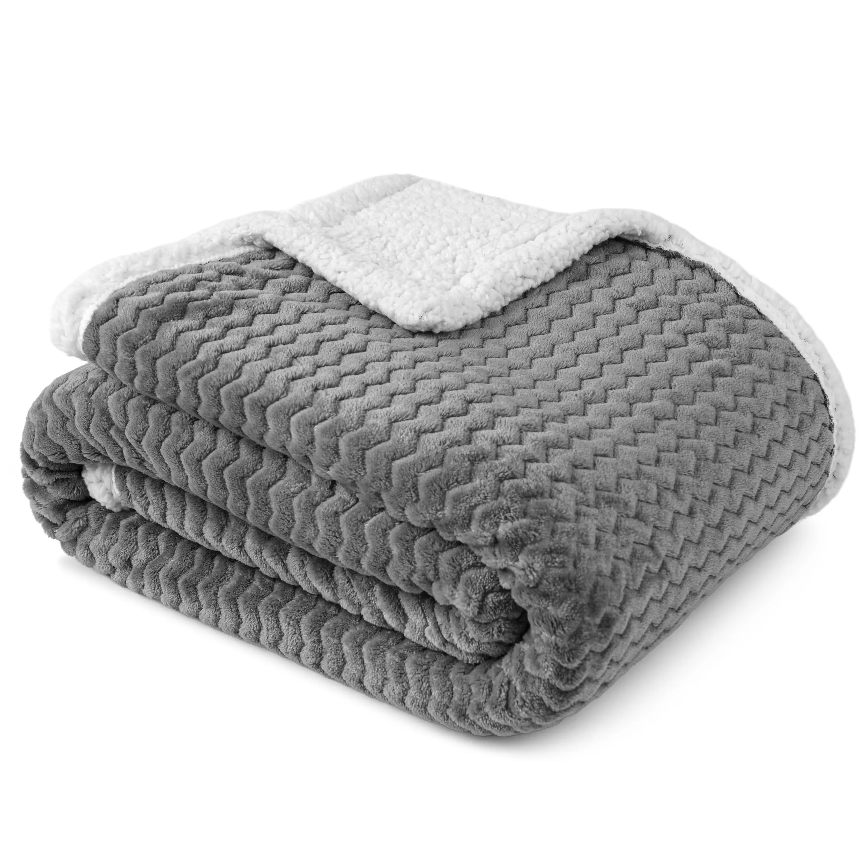 PAVILIA Premium Chevron Fleece Sherpa Throw Blanket for Couch, Sofa | Soft, Cozy, Fluffy, Warm, | Fuzzy Lightweight Microfiber, Luxury Reversible Plush Throw for TV | 50x60 to 60x80 Inches