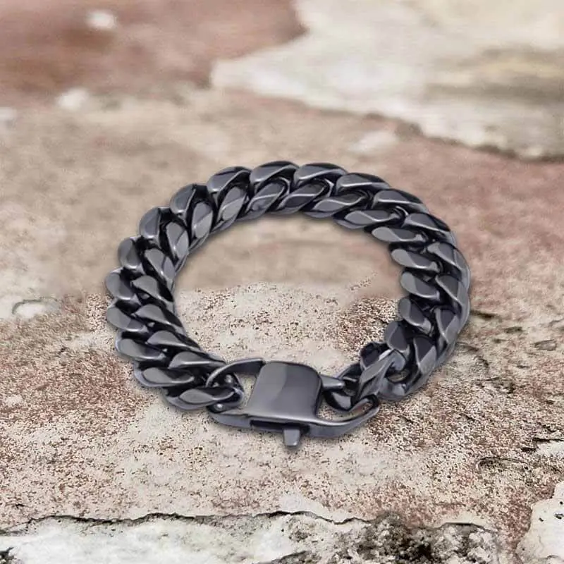 GTHIC Unisex Solid Color Stainless Steel Cuban Link Chain Bracelet, Stackable Fashion Trendy Stack Bangle, Punk Jewelry Father's Day Gift, Stackable Bracelets, Fashion Bracelets