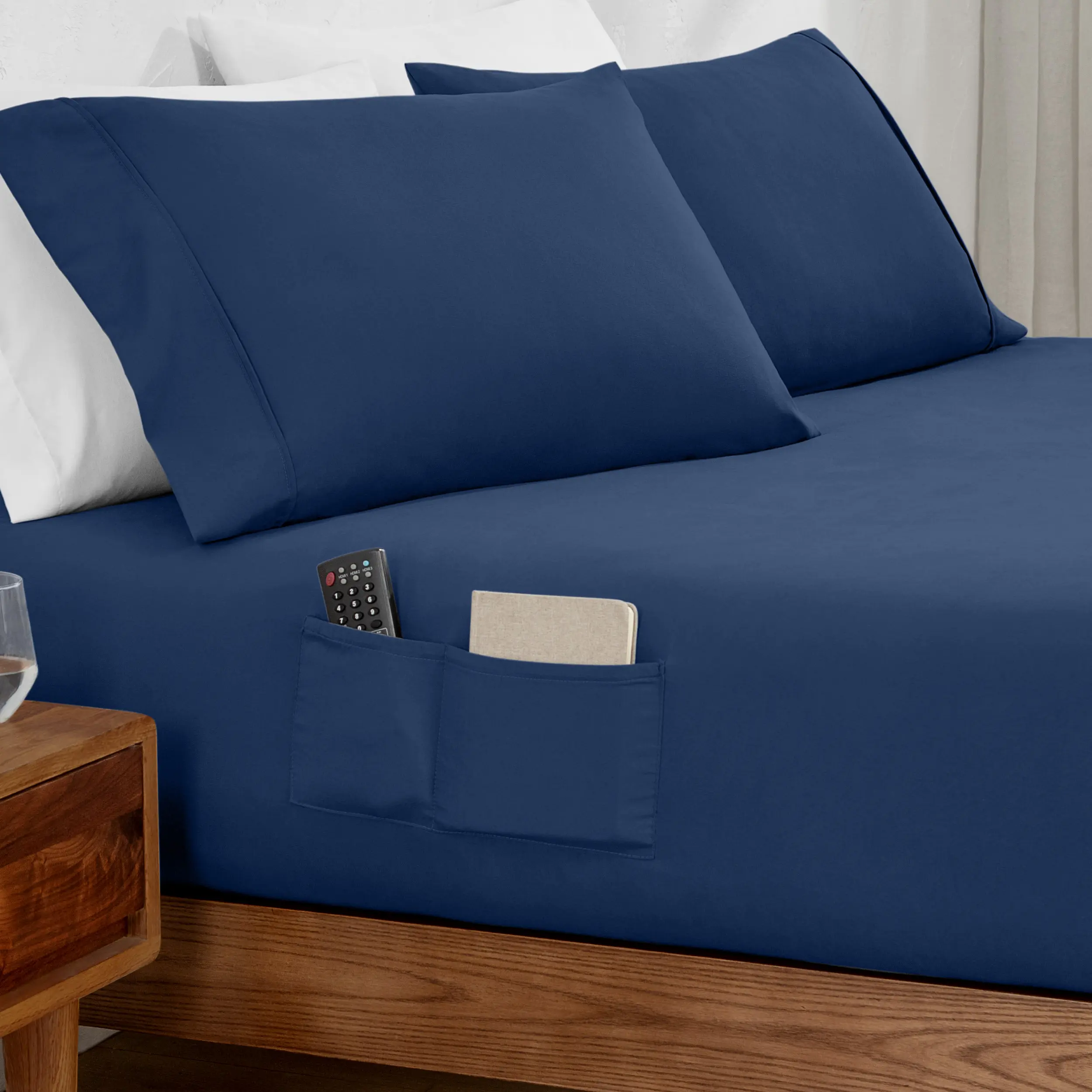 Bare Home Ultra-Soft Brushed 1-Piece Dual-Pocket Fitted Sheet - Breathable Durable Microfiber Bed Sheets, Fully Elasticized Edges, Machine Washable Solid Color Home Bedroom Bedding, Multi-Size Option