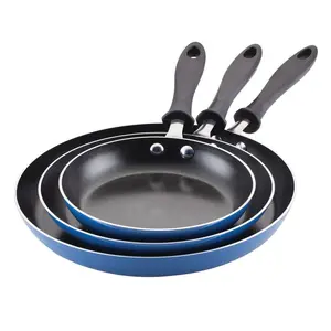 Farberware Reliance 3pc Aluminum Nonstick Frying Pan Set Blue: Kitchen Skillet Set, Dishwasher-Safe, Electric & Gas Compatible