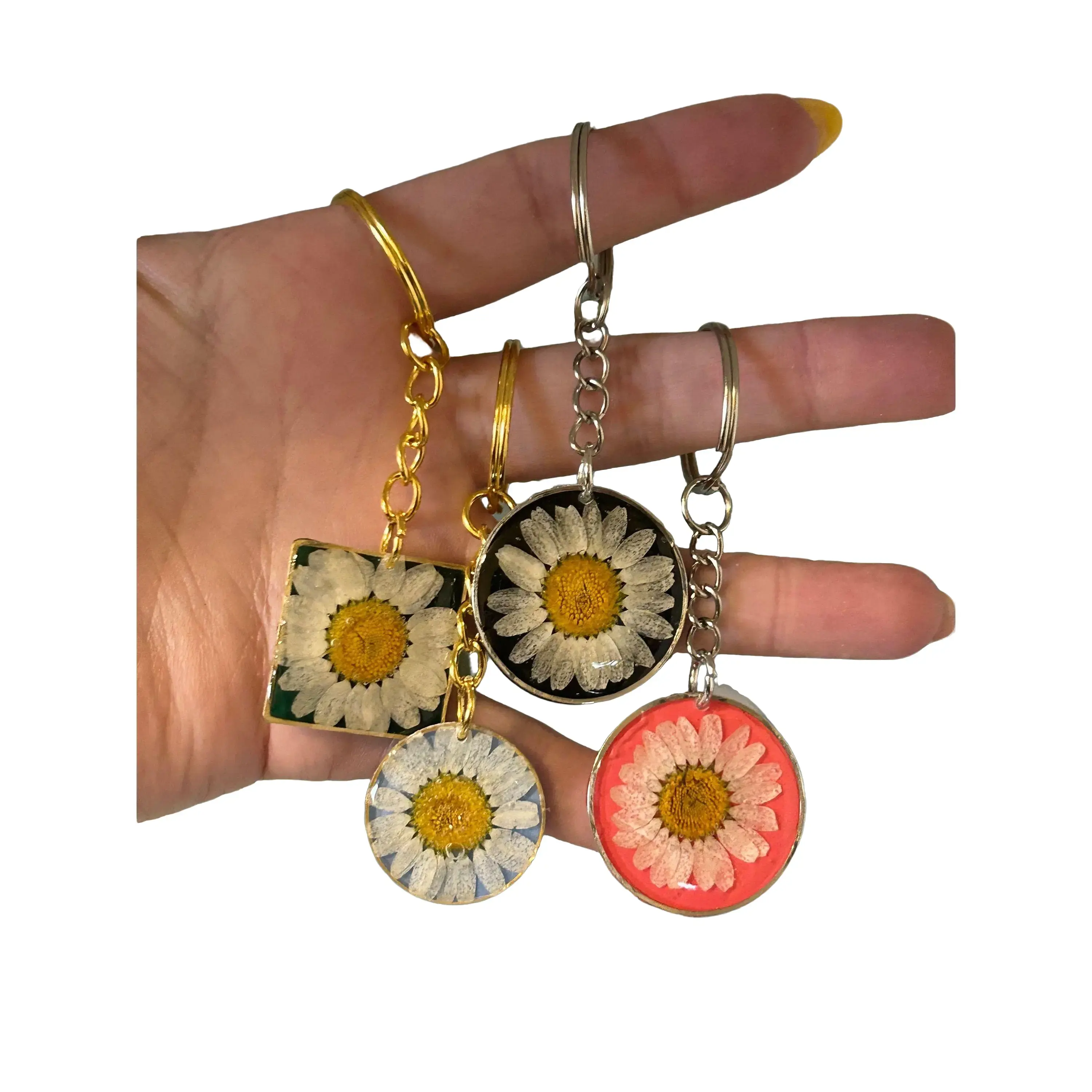 Customizable Keychains with Real Pressed Flowers