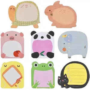 Cartoon Animal Pattern Sticky Note (8pads/160 Sheets), Removable Self-stick Novelty Sticky Note, Sticky Note Pad for School and Home