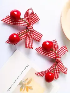 Cherry Design Bow Decor Hair Clip, Cute Fruit Design Hair Accessories for Girls & Women, Fashion Hair Accessories for Party, Daily Decor