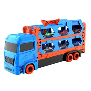 6-Vehicle Deformable Metal Track Transporter with Catapulting Shooting Mechanism 6-in-1 Folding Ejecting Race Track Toy Perfect Christmas Gift
